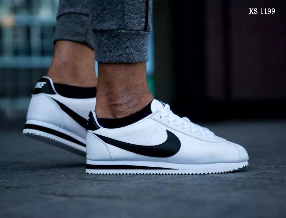 

Кроссовки мужские Nike Cortez (бело/черные),(реплика топ качество ААА) 43, Белый