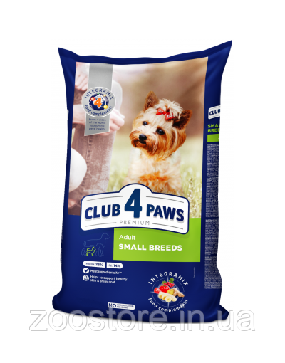 

Корм CLUB 4 PAWS для дорослих собак малих порід 14 кг