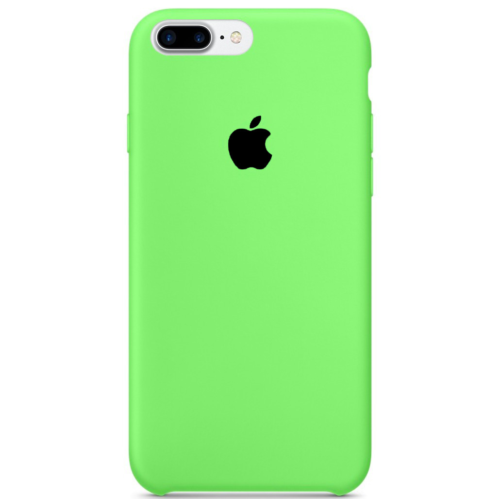 

Чехол накладка xCase для iPhone 7 Plus/8 Plus Silicone Case ярко зеленый с черным яблоком, Зелёный