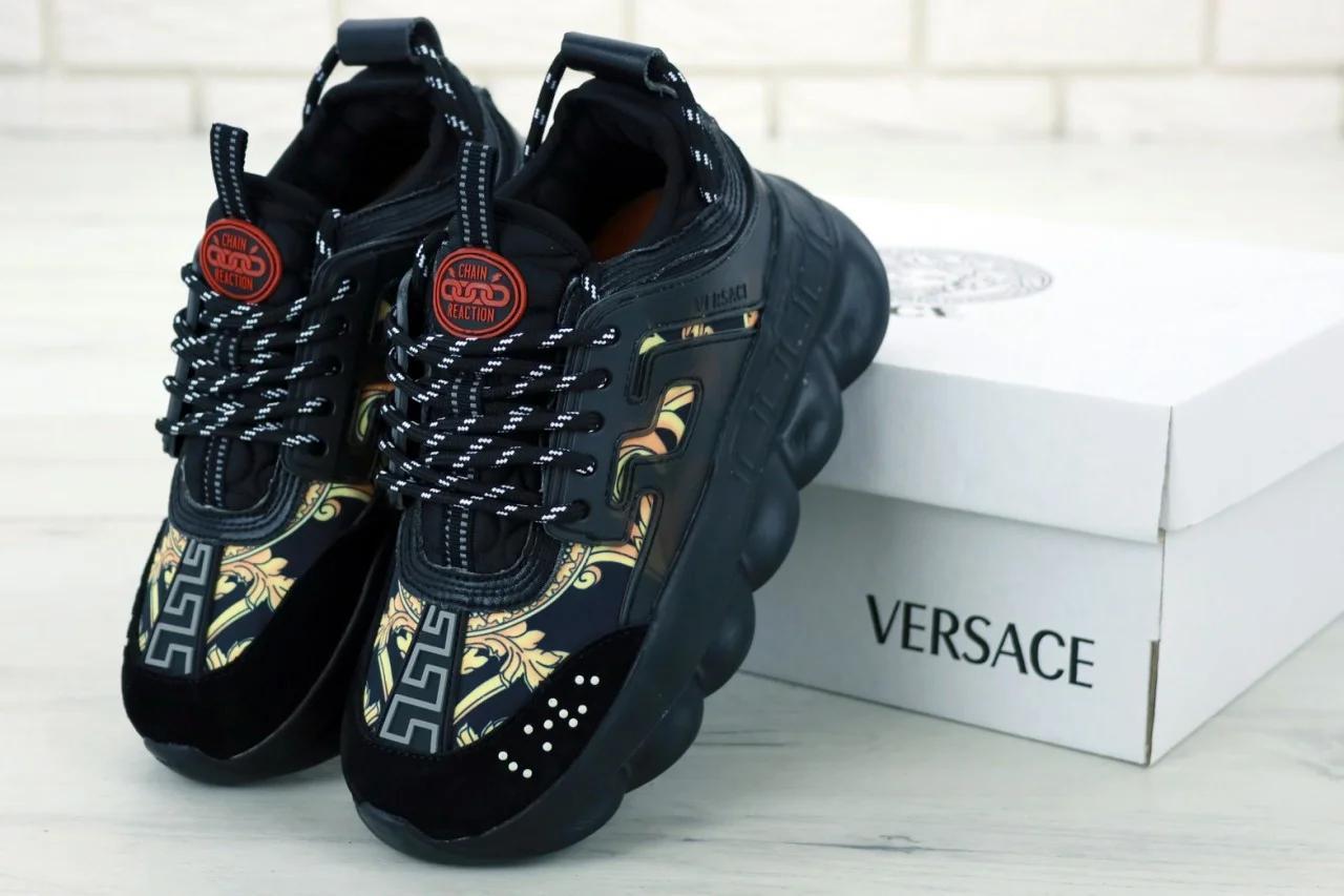 

Женские Кроссовки Versace Chain Reaction Black - Gold, 37