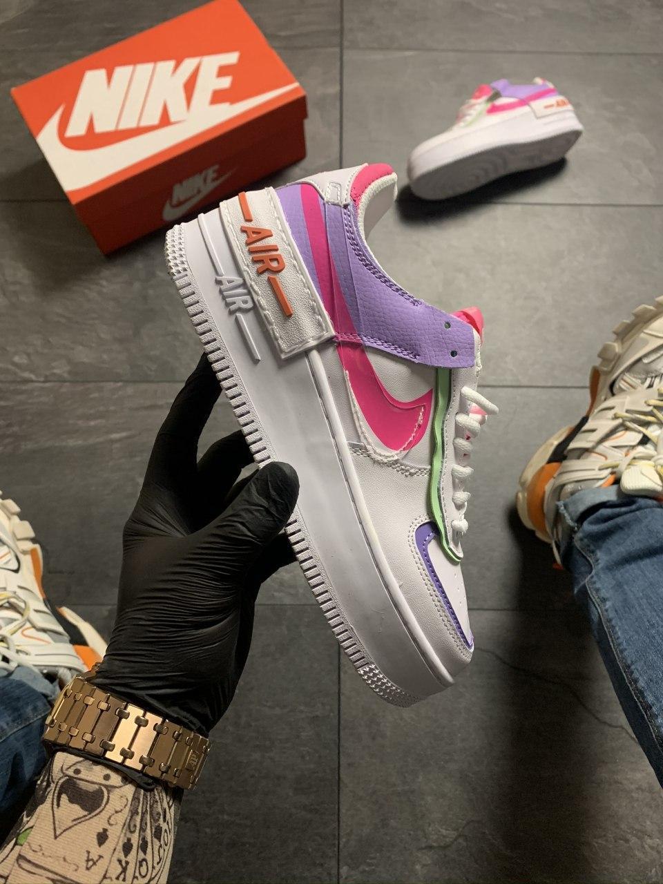 

Nike Air Force Shadow White Violet Pink 40, Белый с розовым