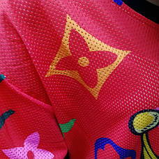 Футболка с принтом красная Прикольная в сеточку 2020 футболка длинная молодёжная яркая накидка, фото 3
