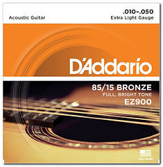 Струны для акустической гитары D`ADDARIO EZ900 BRONZE EXTRA LIGHT 10-50