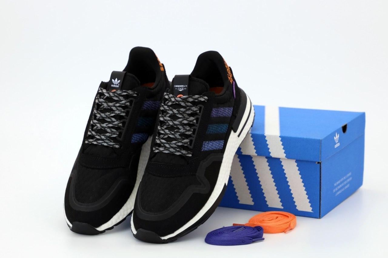 

Мужские кроссовки Adidas ZX-500 в черно-синем цвете 42, Черно-синие