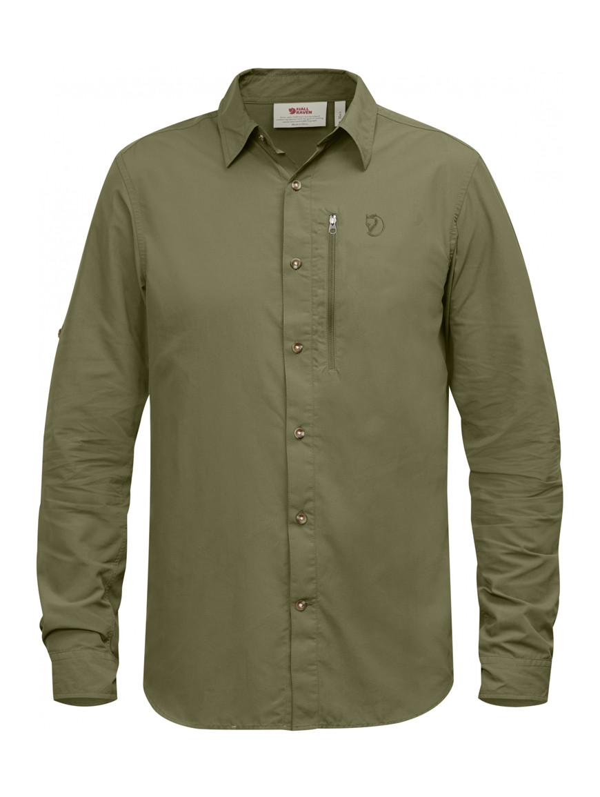 

Рубашка Fjallraven Abisko Hike Shirt LS однотонная, Оливковый