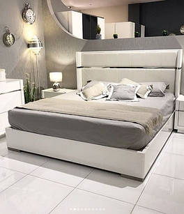 Ліжко модерн Лондон 1,8 біла екокожа від Frisco