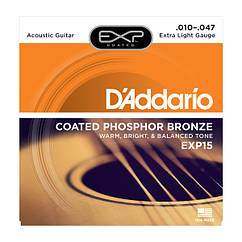 Струны для акустической гитары D`ADDARIO EXP15 EXP PHOSPHOR BRONZE EXTRA LIGHT 10-47