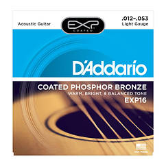 Струны для акустической гитары D`ADDARIO EXP16 EXP PHOSPHOR BRONZE LIGHT 12-53