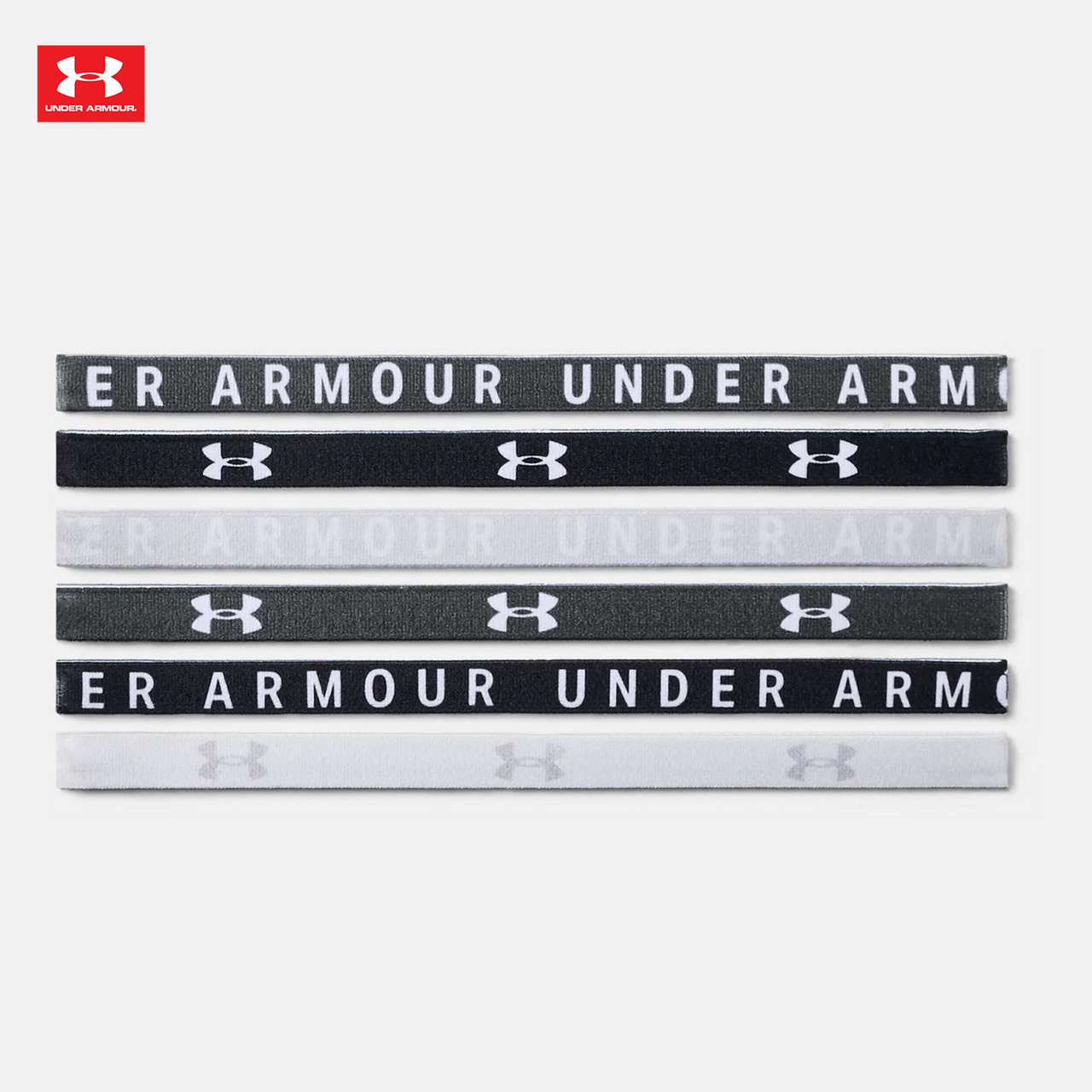 

Повязки на голову женские Under Armour Mini Headbands Pitch Gray (набор 6 шт.), Черный/серый/белый