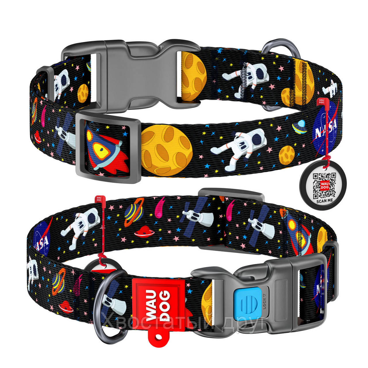 

Ошейник WAUDOG Nylon с рисунком "NASA"