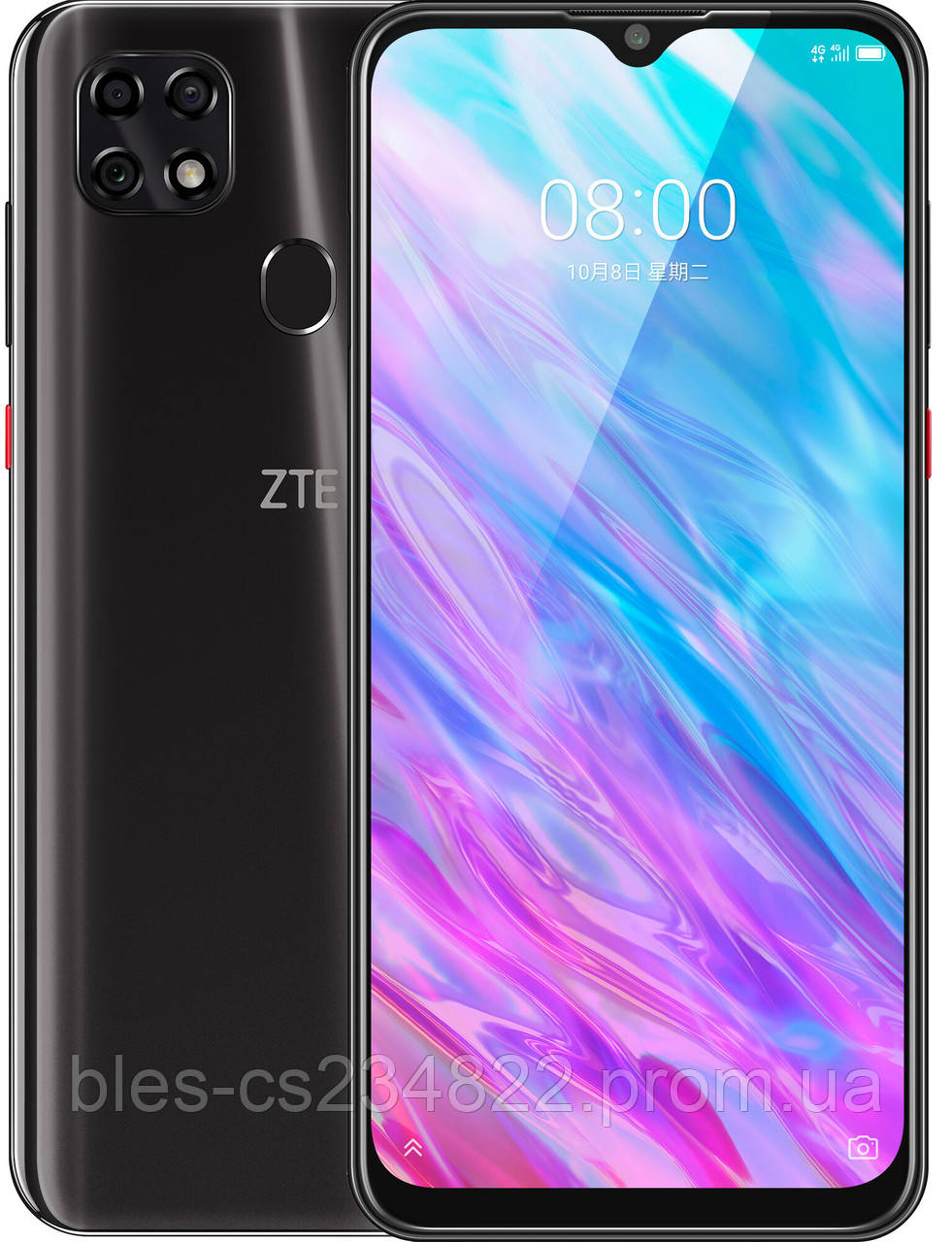 

Смартфон с большим дисплеем и сканером отпечатка пальца на 2 sim ZTE Blade 20 Smart Black 4/128Gb, Черный