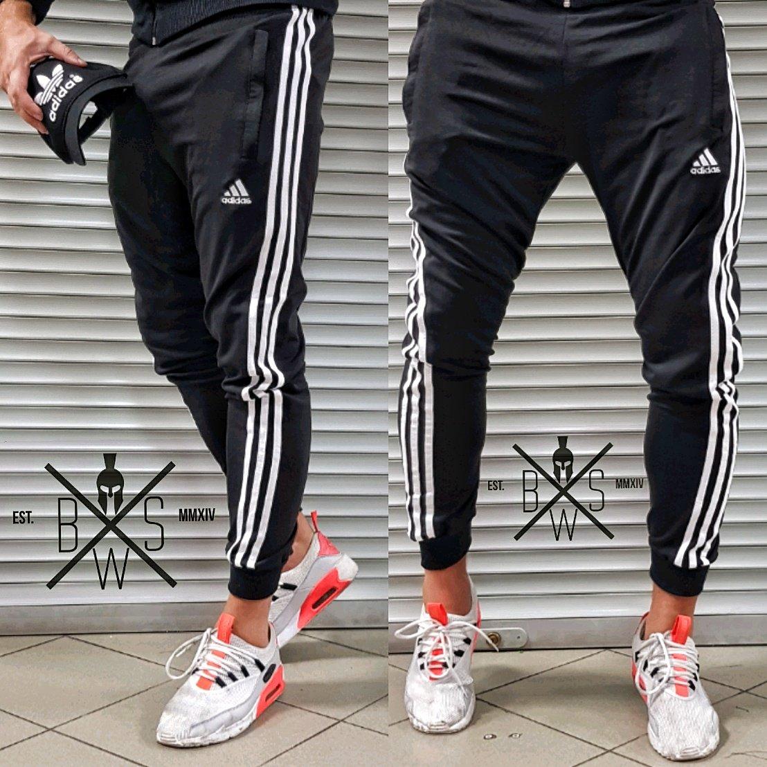 

Спортивные штаны мужские Adidas (Адидас) трикотажные черные осенние | весенние | летние ЛЮКС качества, Черный