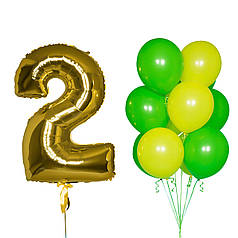 Кульки гелієві на день народження і куля цифра 2