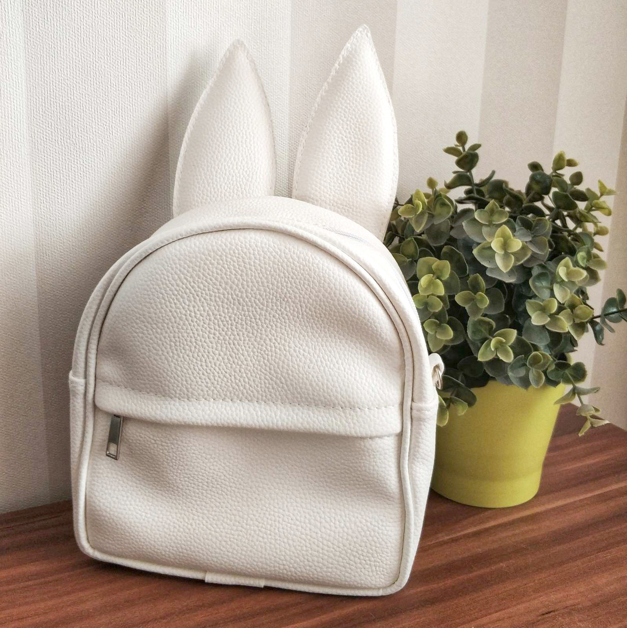 Рюкзак-сумка с ушками зайца, белый (RKU_011_WH)