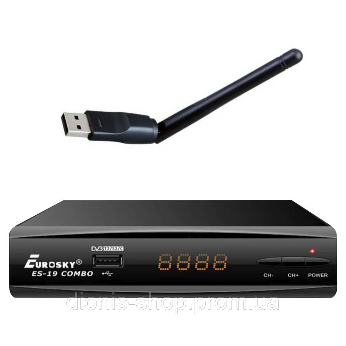 

Комплект: Eurosky ES-19 HD Combo DVB-S2/T2/С + Wi-Fi адаптер