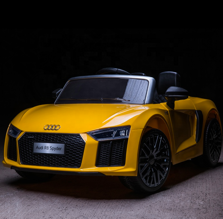 

Детский электромобиль Ауди с кожаным сиденьем, Audi R8 Spyder M 4281EBLR желтый