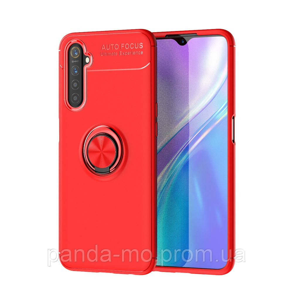 

Противоударный чехол Magnetic Ring Case на Realme 6, Красный