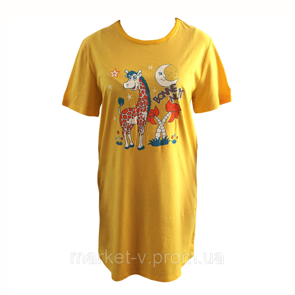 Річна жіноча піжама футболка трикотажна, розміри 42-52