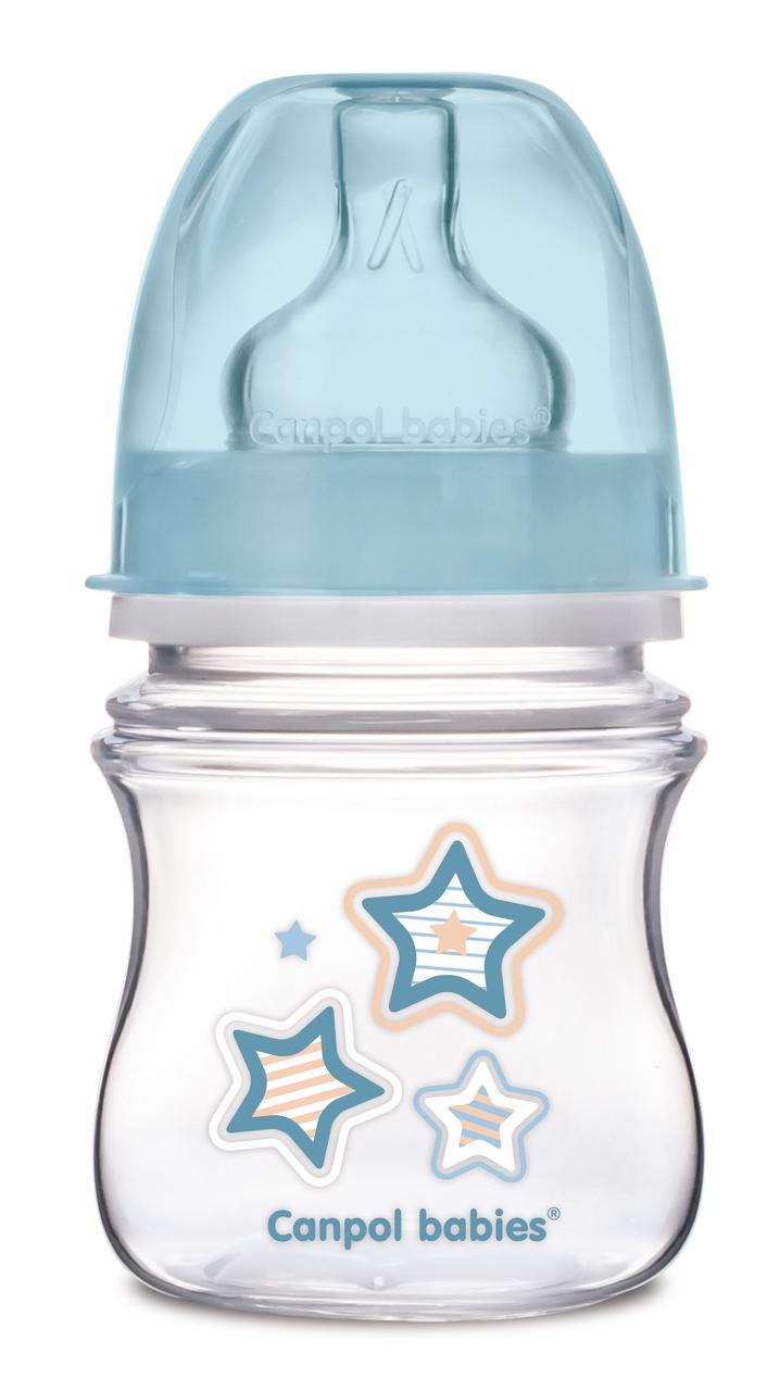 

Пляшка з широким отвором антиколікова Easystart - Newborn baby 120 мл сині зірки