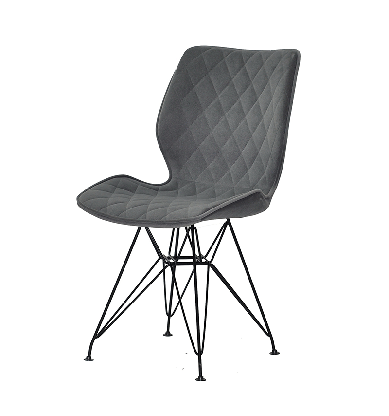 

Стул Nolan BK-ML серый 1004 бархат на черных металлических ножках, дизайн Charles Eames