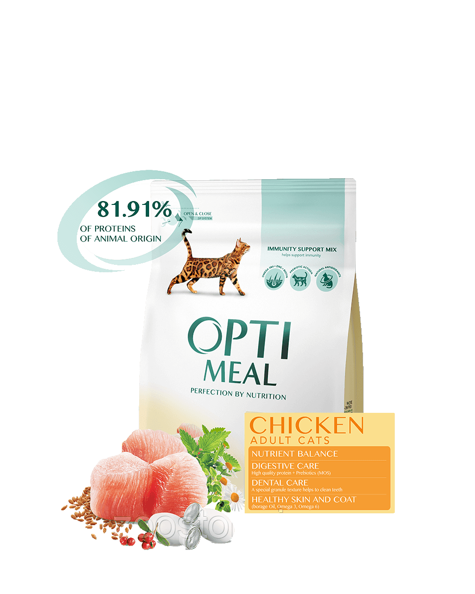 

Корм для дорослих котів OPTI MEAL курка 4 кг