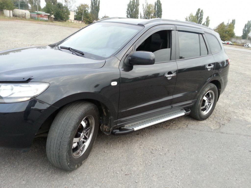 

Hyundai Santa Fe 2 2006-2012 гг. Боковые площадки Line (2 шт., алюминий)