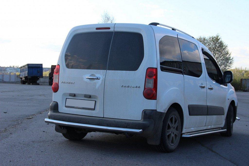 

Peugeot Partner Tepee 2008-2018 гг. Задняя защита AK002 (нерж.) 51 мм