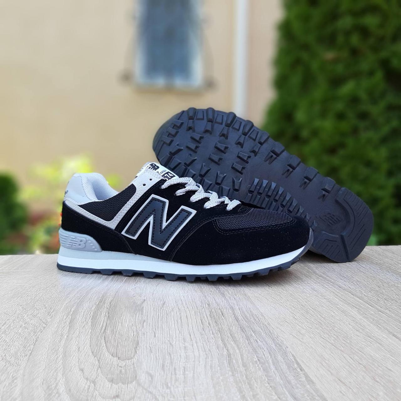 

Кроссовки мужские New Balance 574 черные с белым, Нью Баланс, натуральная замша, сетка, прошиты. Код OD-10220 да, да, да, да, 43