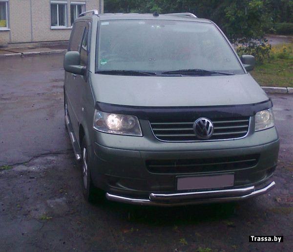 

Volkswagen T5 Multivan 2003-2010 гг. Нижняя двойная губа ST014 (нерж) 60 на 60мм