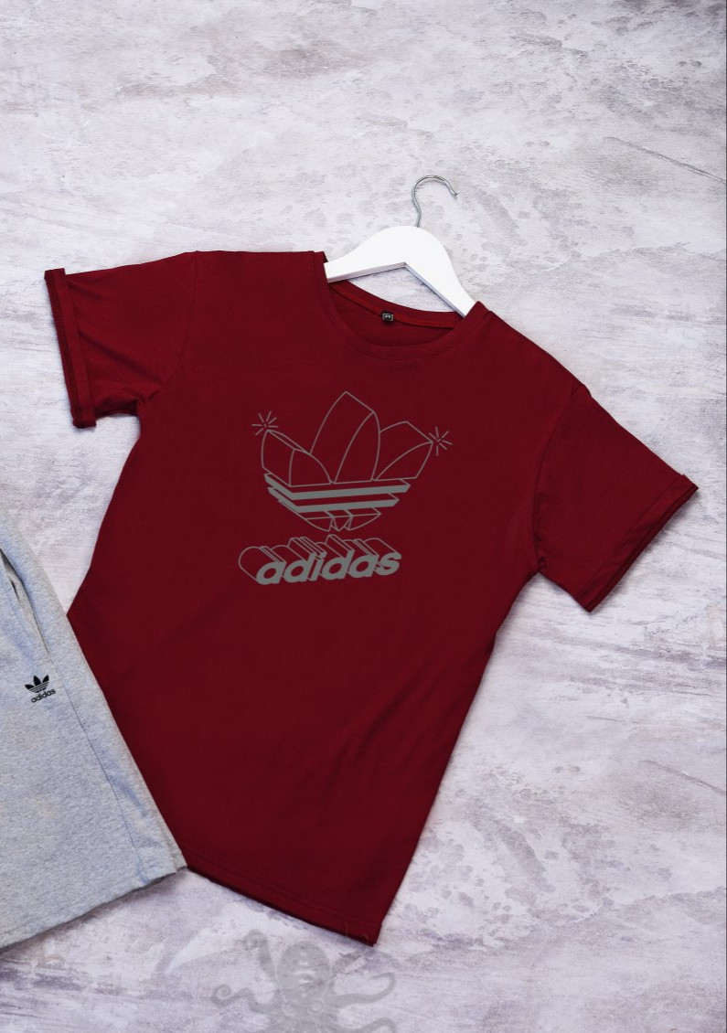 

Футболка красная - Adidas/ Адидас/ Обычная футболка/ Мультяшные футболки/ Удобные футболки/ Бордовая футболка