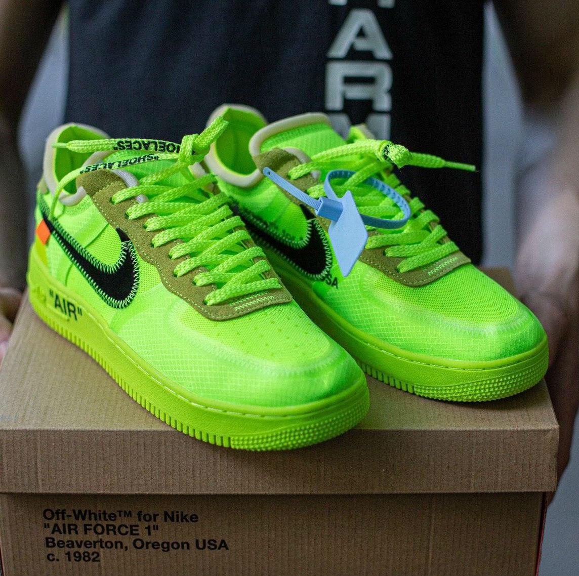 neon green air force 1 off white