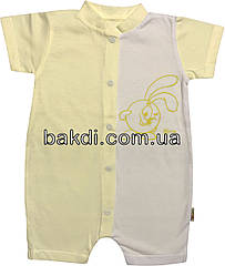 Дитячий літній тонкий пісочник ріст 62 2-3 міс бавовна кулір жовтий на хлопчика дівчинку ромпер літо для