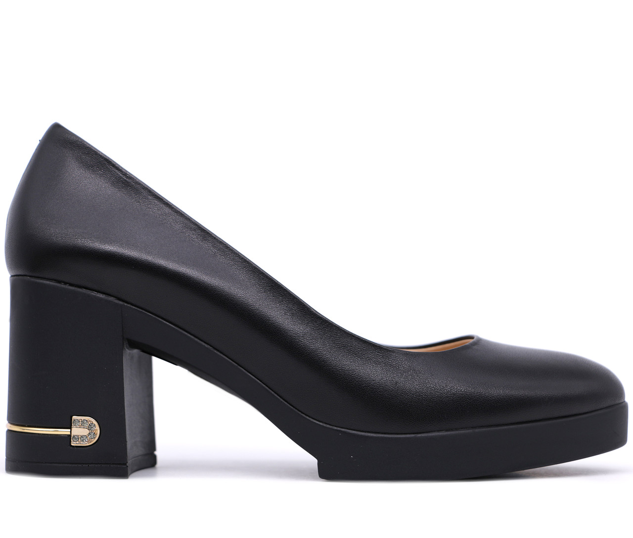 

Женские натуральные кожаные демисезонные классические черные туфли на среднем толстом каблуке Турция 37, Черный