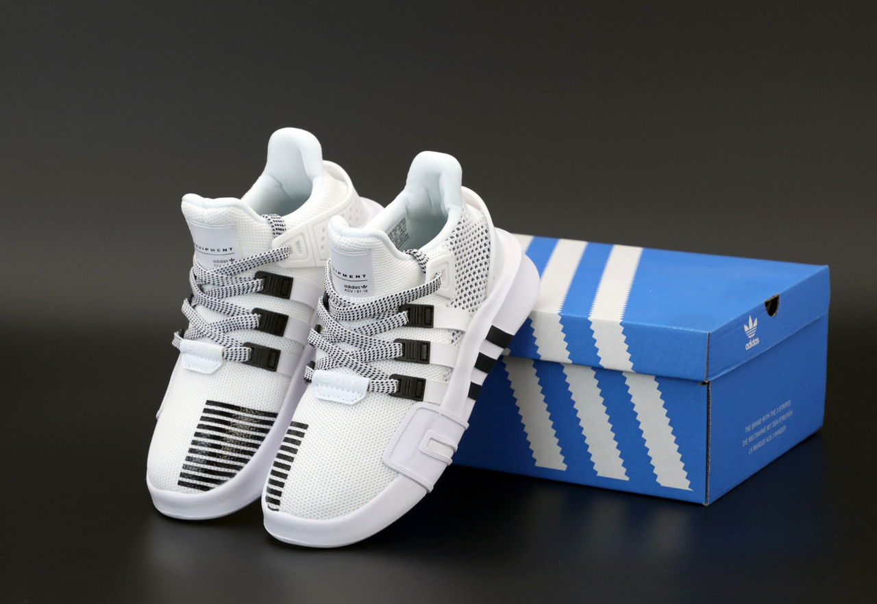 

Кроссовки мужские Adidas EQT белые с черным, АдиДас Эквипмент, код KD-12200 42