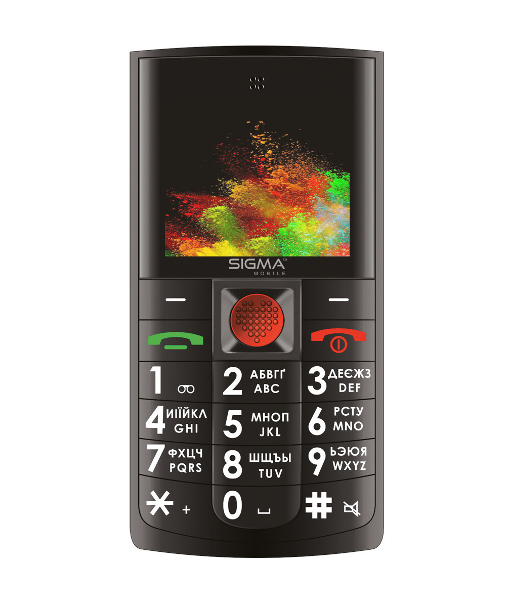 

Кнопочный телефон бабушкофон с громким динамиком и кнопкой сос Sigma Comfort 50 SOLO DS Black, Черный