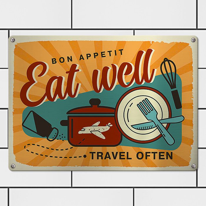 Табличка металлическая Bon appetit Eat well (MET_20J081_SER)