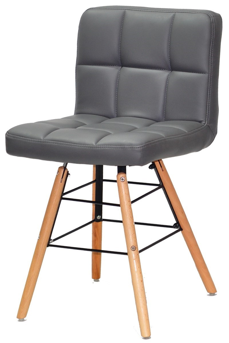 

Стул Flex Q серый 1001 кожзам на деревянных буковых ножках, дизайн Charles Eames