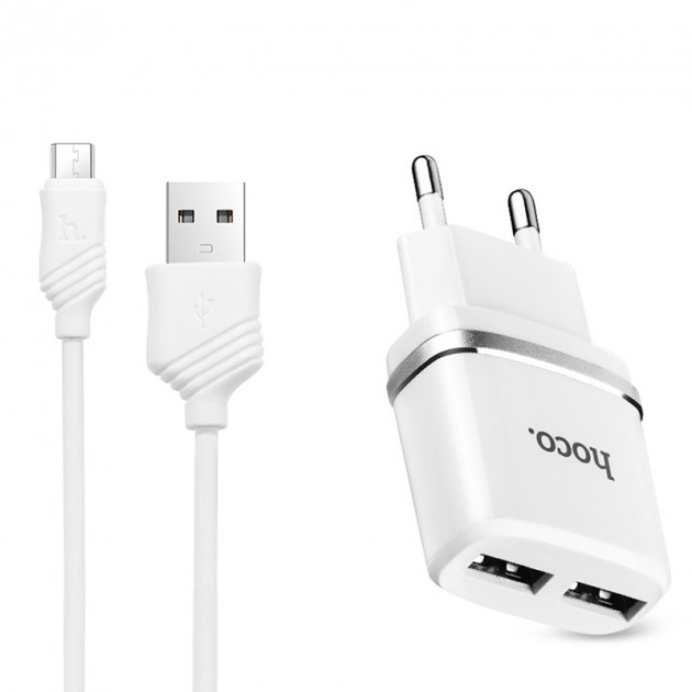 

Сетевое зарядное устройство HOCO C12 2 USB / 2.4A + microUSB