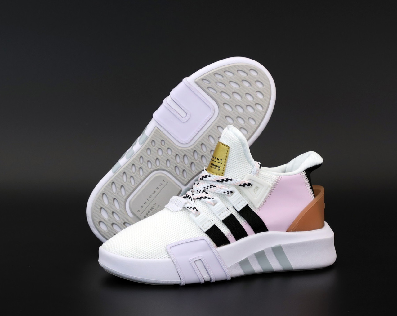 

Кроссовки женские Adidas EQT белые с розовым, АдиДас Эквипмент, код KD-12211 39