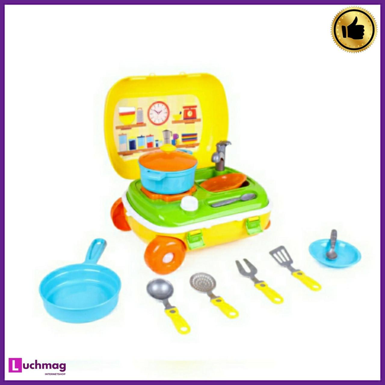 Дитячий ігровий набір "КУХНЯ з набором посуду в жовтому валізі" ТМ ТехноК від 3 років