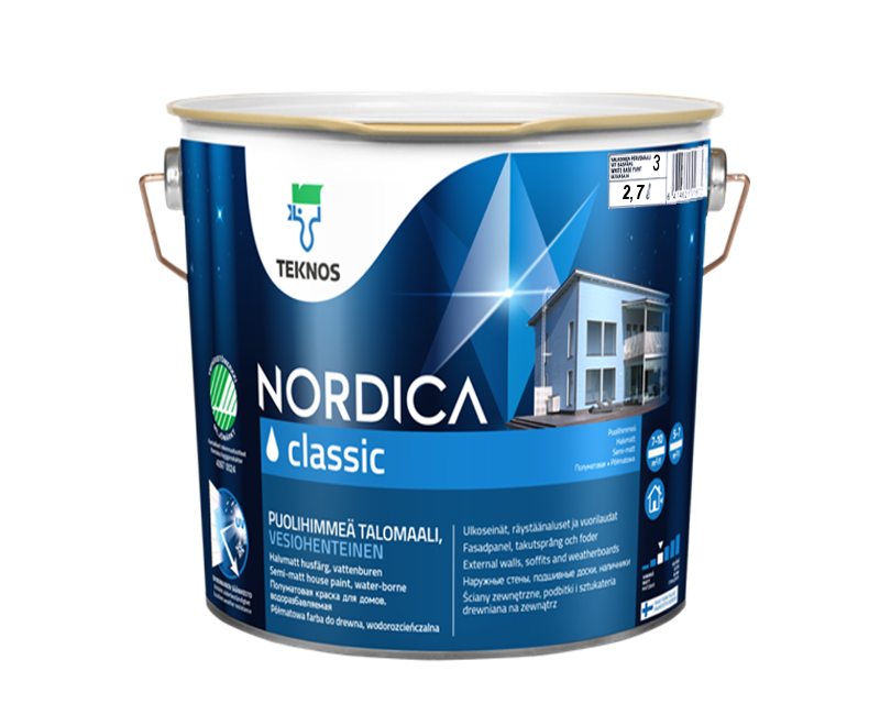 

Краска для древесины TEKNOS NORDICA CLASSIC акриловая для тонирования, , 2,7л, Разные цвета