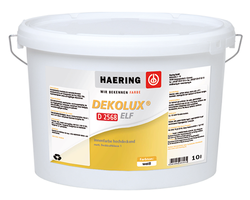 

Краска для потолков HAERING DEKOLUX ELF D2568 акрилатная белая 10л, Белый