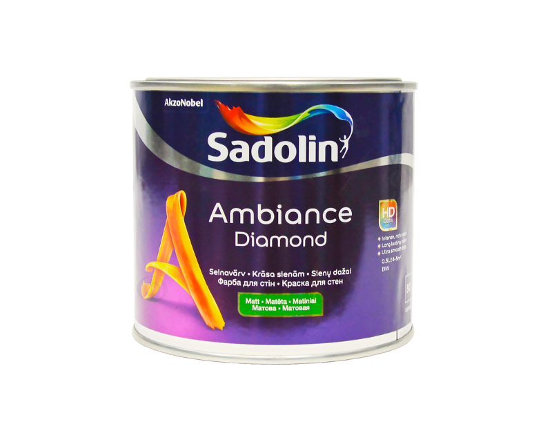 

Краска интерьерная SADOLIN AMBIANCE DIAMOND акрилатная белый, 0,5л