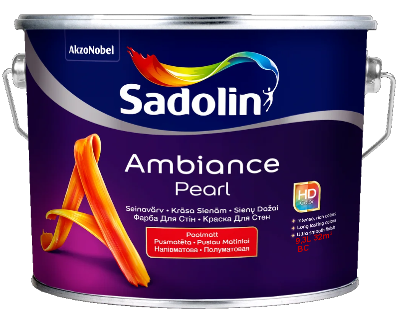 

Краска интерьерная SADOLIN AMBIANCE PEARL акрилатная для тонирования, 9,3л