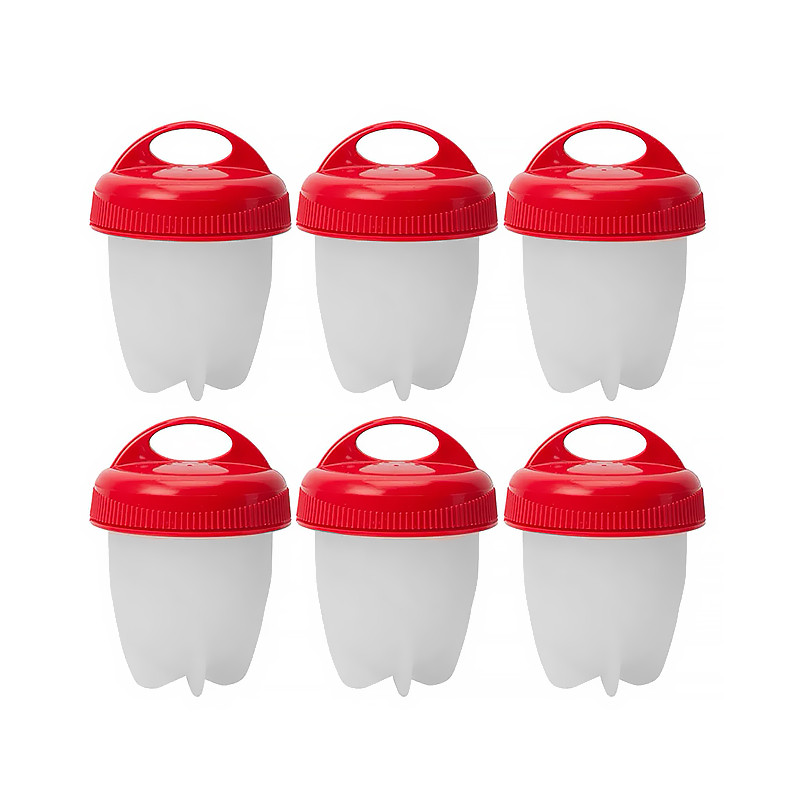 

Силиконовые формы для варки яиц Lesko Silicone Egg Boil Red без скорлупы набор из 6шт. домашняя яйцеварка