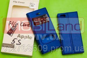 

Чехол книжка Flip Cover Iphone 5G синій з віконцем