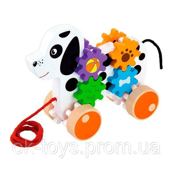 

Дерев'яна каталка Viga Toys Собачка з шестерінками (50977)