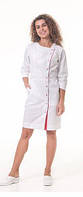 Медицинский халат женский Париж белый/красный, фото 1