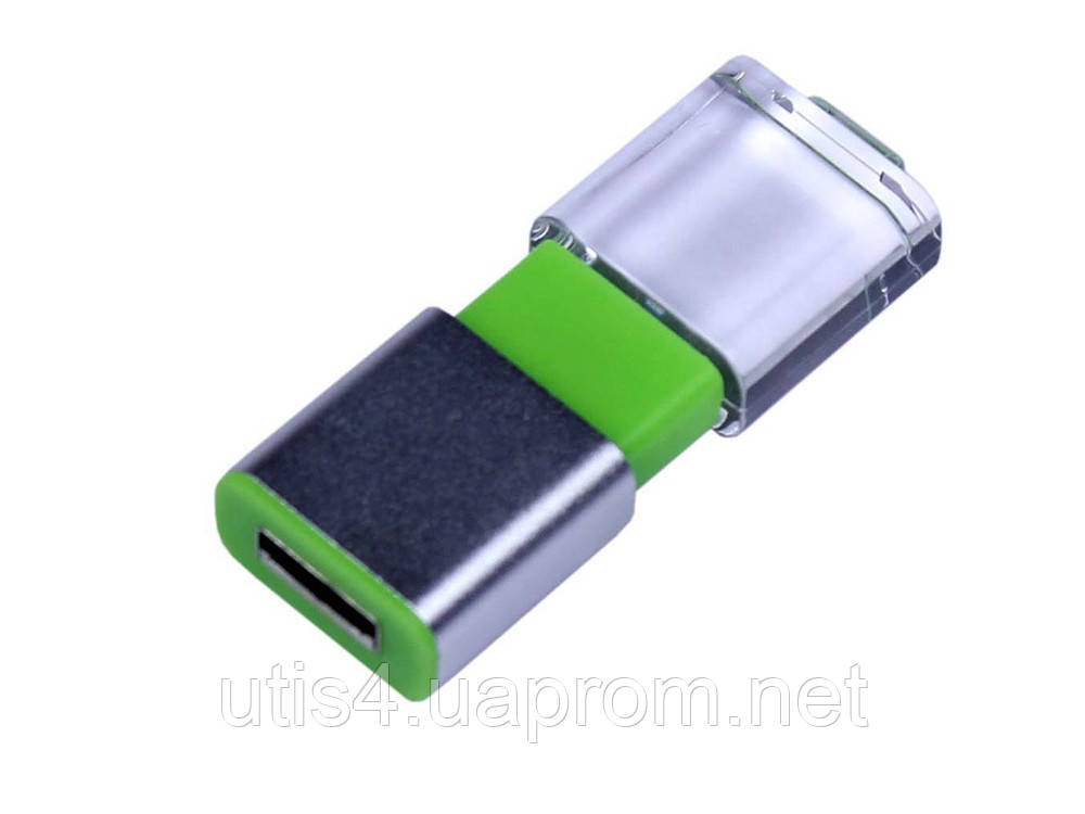 

USB-флешка промо на 32 Гб прямоугольной формы, выдвижной механизм, зеленый