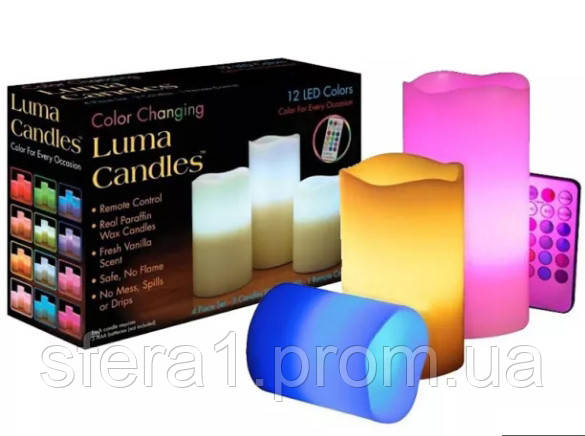 

Светодиодные свечи Luma Candles 3 шт с пультом ДУ
